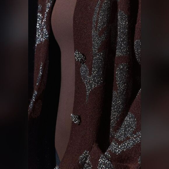 NWT ZARA KNIT COAT WITH METALLIC THREAD Wine | 2756/128/6 - Picture 8 of 16